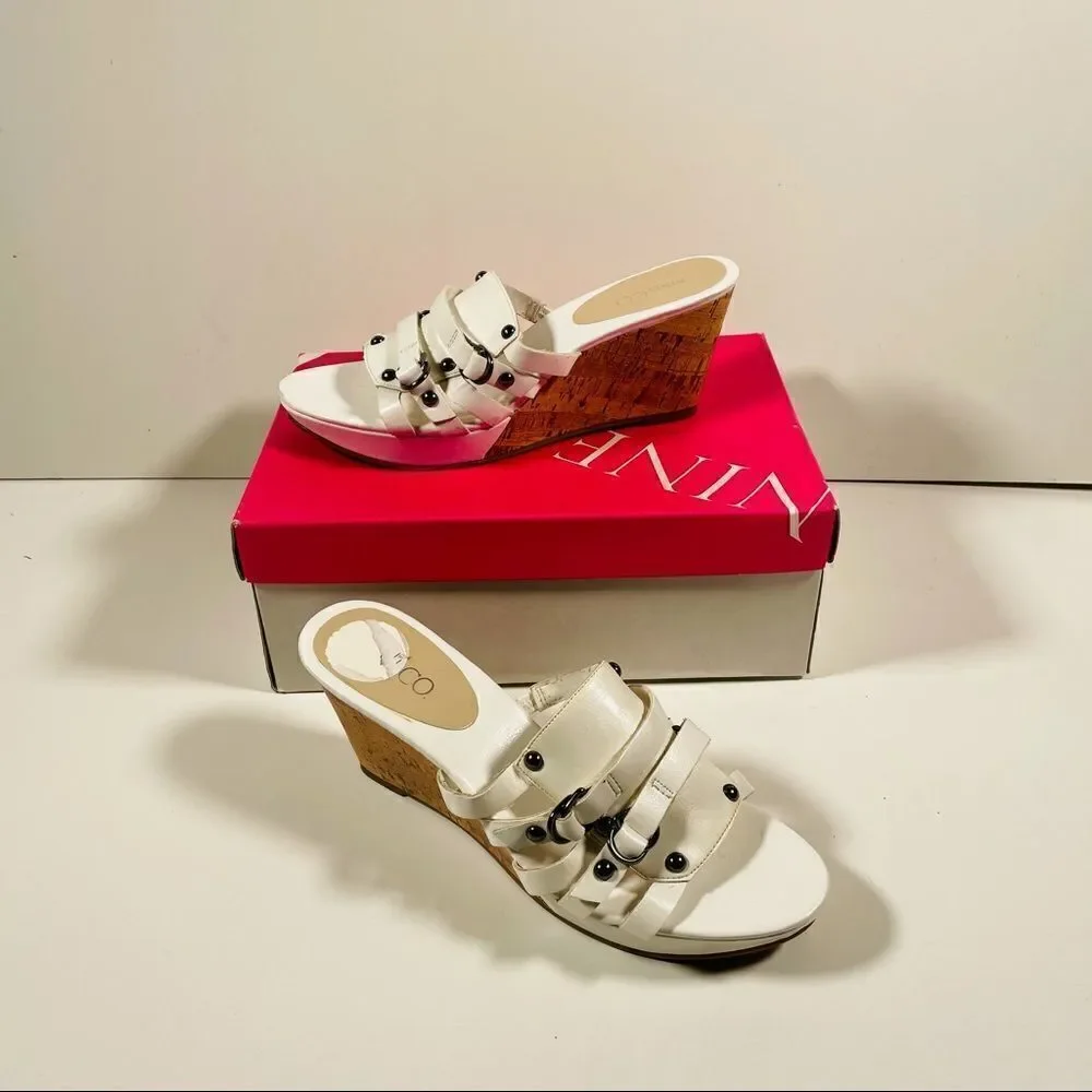 New Nine & co White / Silver Cork Wedge Sandals